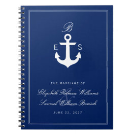 Monogram Nautical Anchor Dark Wedding Notebook Notizblock