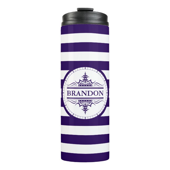 Monogram Nautical Classic Navy Thermal Tumbler Thermosbecher (Vorderseite)