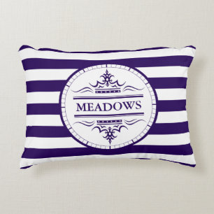 Monogram Nautical Elegant Navy Blue Accent Pillow Dekokissen
