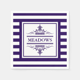 Monogram Nautical Elegant Navy Blue Paper Napkins Serviette