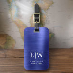 Monogram Navy Blue Brushed Metallic Elegant Gepäckanhänger<br><div class="desc">Mit diesem ausgeklügelten Accessoire präsentieren wir Ihnen unsere Monogram Brushed Metallic Elegant Luggage Tag: Erhöhen Sie Ihr Reiseerlebnis. Dieses Gepäckanhänger aus gebürstetem Metall strahlt Eleganz und Stil aus. Das Monogramm-Design verleiht Ihrem Gepäck eine personalisierte Touch, die es Ihnen erleichtert, Ihr Gepäck zu identifizieren und gleichzeitig eine Touch an Eleganz zu...</div>