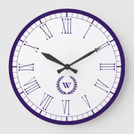 Monogram Navy Blue Classic Wall Clock Große Wanduhr