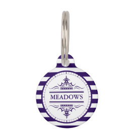 Monogram Navy Blue Elegant Dog Name Telefon-Tag Haustiermarke