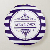 Monogram Navy Blue Elegant Nautical Throw Kissen