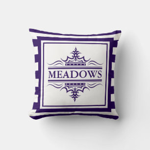 Monogram Navy Blue Elegant Nautical Throw Kissen