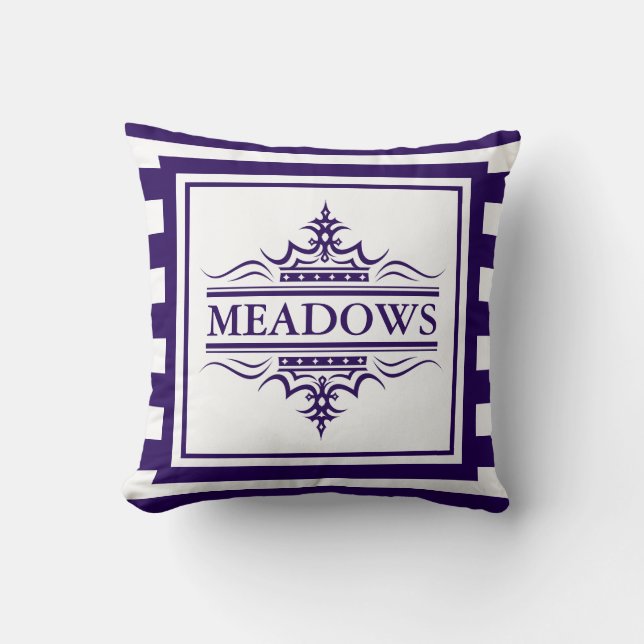 Monogram Navy Blue Elegant Nautical Throw Kissen (Vorderseite)