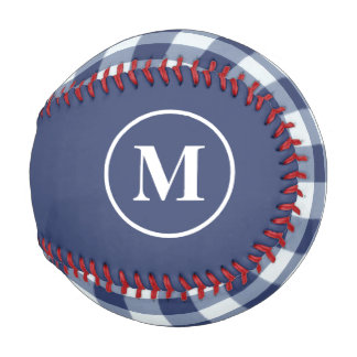 Monogram Navy Blue Gingham Baseball