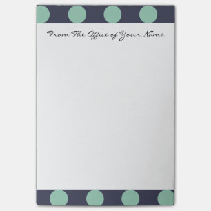 Monogram Navy Blue Minze Green Polka Dot Muster Post-it Klebezettel