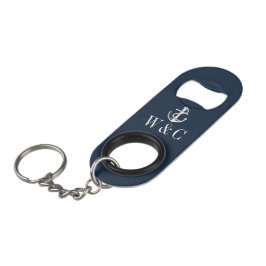 Monogram Navy Blue Nautic Boat Anchor Schlüsselanh Mini Flaschenöffner