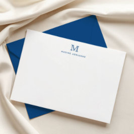 Monogram Navy Blue Simple Classic Formal Elegant Mitteilungskarte