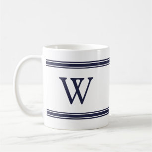 Monogram Navy Blue Stricking personalisierte Mug Kaffeetasse