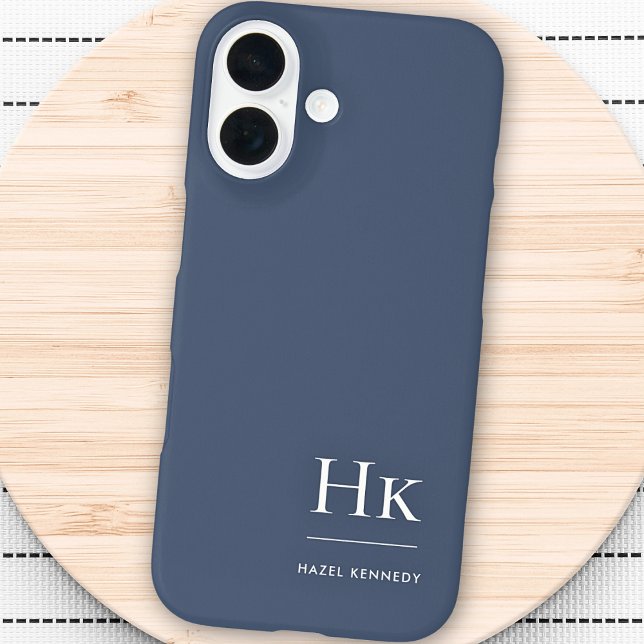 Monogram Navy Blue White Beruflich Elegant Case-Mate iPhone Hülle (Von Creator hochgeladen)