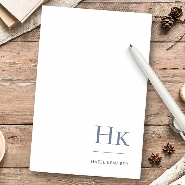 Monogram Navy Blue White Simple Modern Minimal Post-it Klebezettel (Von Creator hochgeladen)