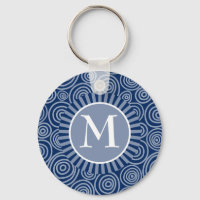 Monogram Navy Blue White Spirals - Personalisiert