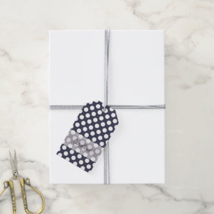Monogram Navy Blue White Trendy Polka Dot Pattern Geschenkanhänger