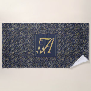 Monogram Navy Gold Leaf New Wohngestaltung Gift Strandtuch