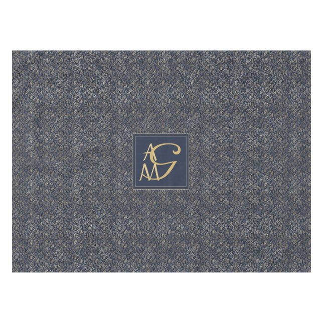 Monogram Navy Gold Leaf New Wohngestaltung Gift Tischdecke (Vorderseite (Horizontal))