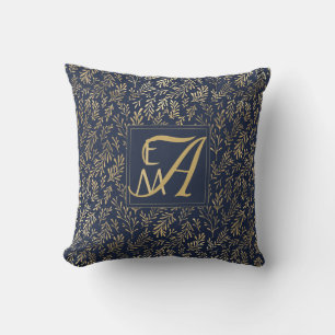 Monogram Navy Gold Leaf New Wohngestaltung Kissen