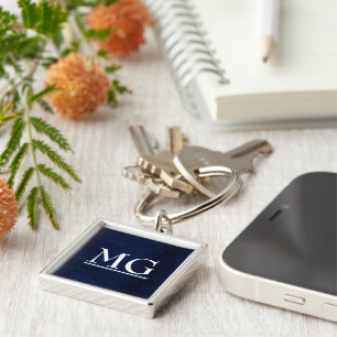 Monogram Navy Imitats Leather Schlüsselanhänger