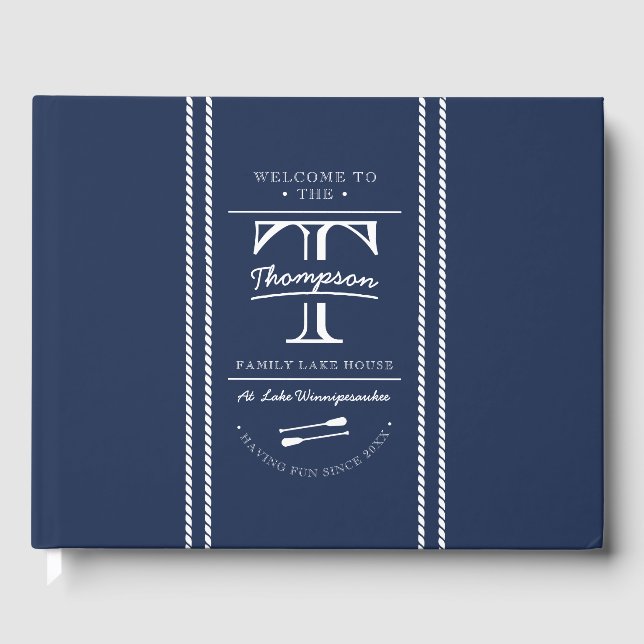Monogram Navy Nautic Lake House Gästebuch (Vorderseite)