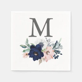 Monogram Navy Wedkin Napkin Cocktail Napkin Serviette