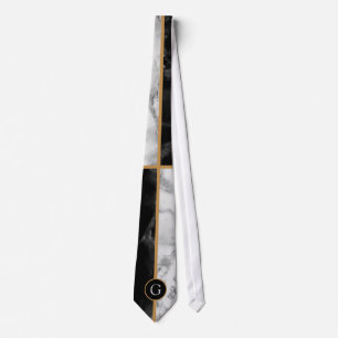 Monogram Neck Tie Black and White Karo Marmor Krawatte
