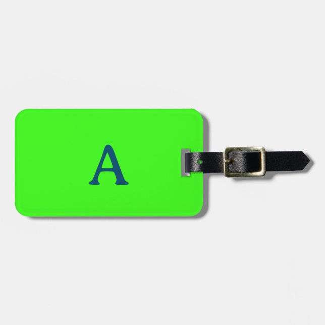 Monogram Neon Green Ocean Blau farbenfrohe Geschen Gepäckanhänger (Vorderseite horizontal)