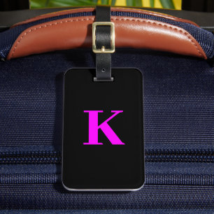 Monogram Neon Pink Magenta Schwarz Benutzerdefinie Gepäckanhänger