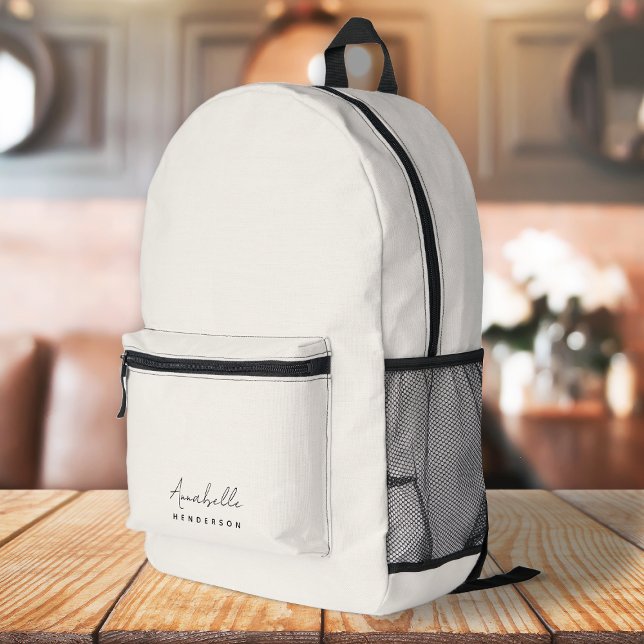 Monogram Neutral Modern Minimalist Stylish Bedruckter Rucksack (Von Creator hochgeladen)
