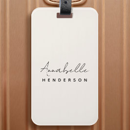 Monogram Neutral Modern Minimalist Stylish Gepäckanhänger