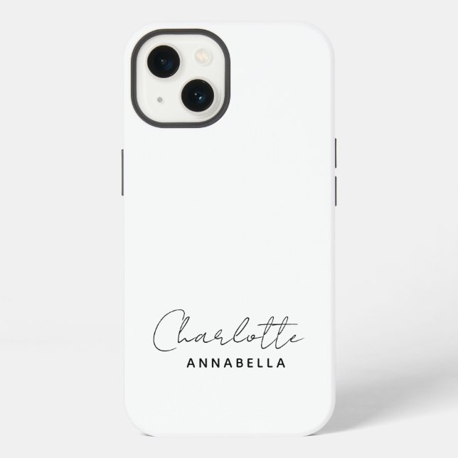 Monogram Neutral Modern Minimalist Stylish iPhone Hülle (Rückseite)