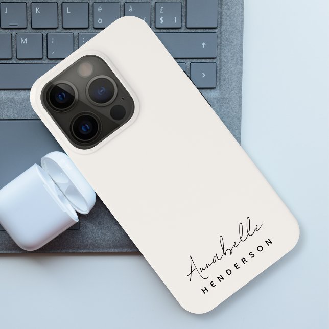 Monogram Neutral Modern Minimalist Stylish iPhone Hülle (Von Creator hochgeladen)