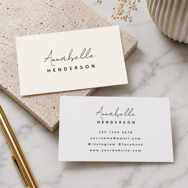 Monogram Neutral Modern Minimalist Stylish Visitenkarte (Neutral minimalist business cards for boutiques, salons, creatives, and personal brands)