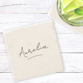 Monogram Neutral Modern Minimalistisch Script Ivor Steinuntersetzer