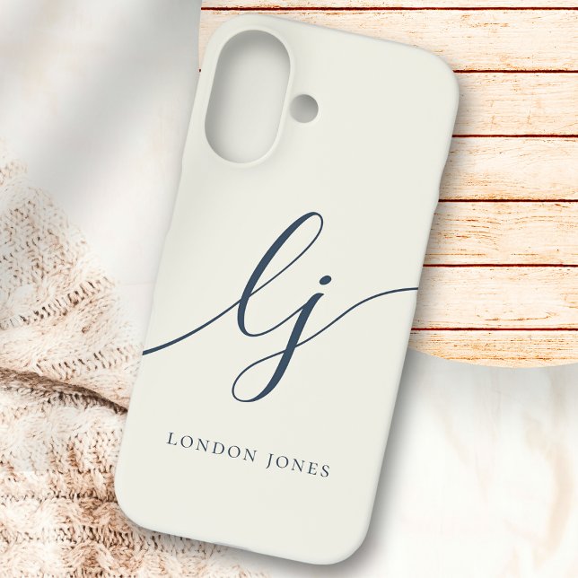 Monogram Neutral Modern Minimalistisch Stylish Ivo Case-Mate iPhone Hülle (Von Creator hochgeladen)