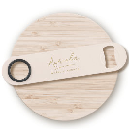 Monogram Neutral Modern Stylish Minimal Blush Gold Speed Flaschenöffner