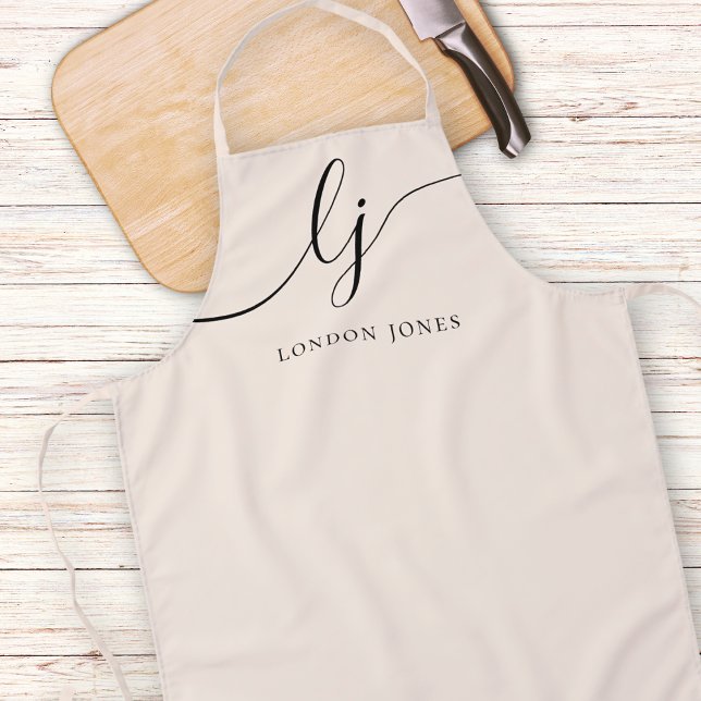 Monogram Neutral Moderner Minimalistischer Stilpin Schürze (Von Creator hochgeladen)