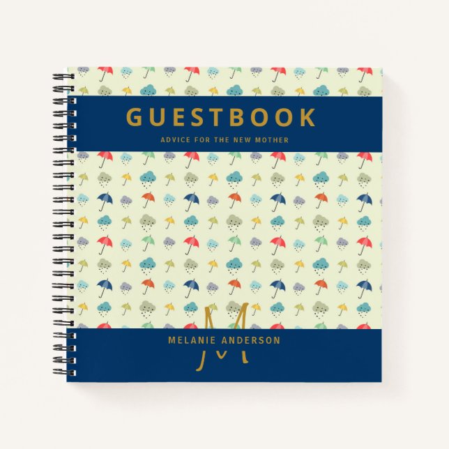 Monogram New Mother Advice Baby Shooting Guest Boo Notizbuch (Vorderseite)