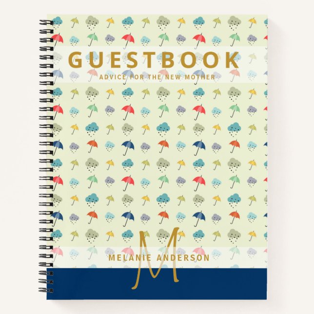 Monogram New Mother Advice Baby Shooting Guest Boo Notizbuch (Vorderseite)