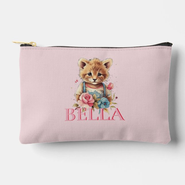 Monogram Niedlich blumenrosa Modern Minimalistisch Zubehörtasche (Vorderseite)