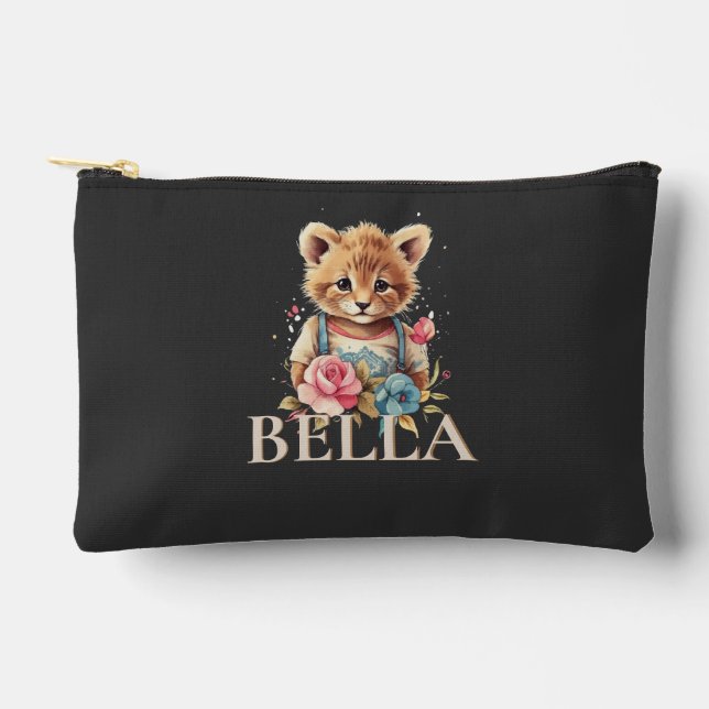 Monogram Niedlich blumenschwarz Modern Minimalisti Zubehörtasche (Vorderseite)