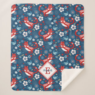 Monogram Niedlich Cat Pattern Sherpa Blanket Sherpadecke