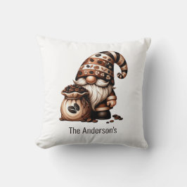 Monogram Niedlich Coffee Gnome Brown White Gift Kissen