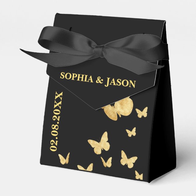 Monogram Niedlich Gold Glitzer Wedding Geschenkschachtel (Vorderseite)