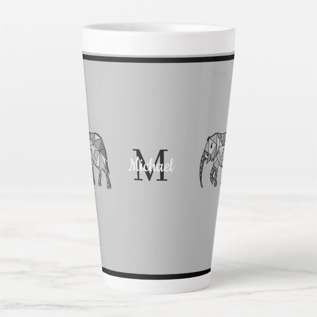 Monogram Niedlich Graphics Elephant Personalisiert Milchtasse (Vorderseite)