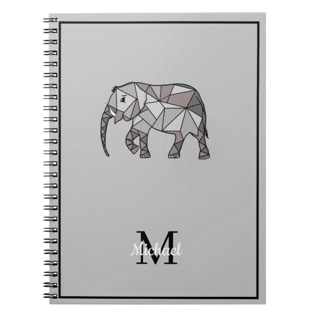 Monogram Niedlich Graphics Elephant Personalisiert Notizblock (Vorderseite)