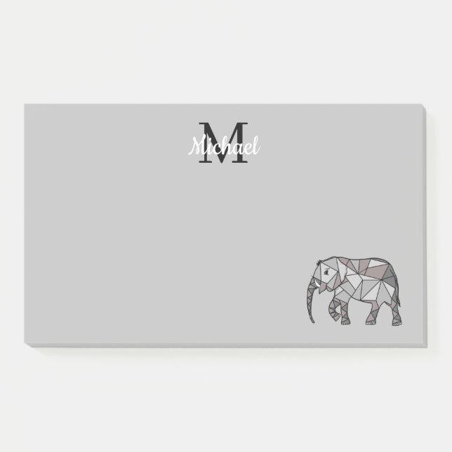Monogram Niedlich Graphics Elephant Personalisiert Post-it Klebezettel (Vorderseite)