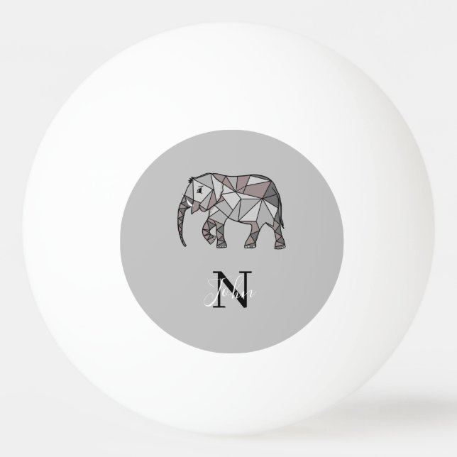 Monogram Niedlich Graphics Elephant Personalisiert Tischtennisball (Rückseite)