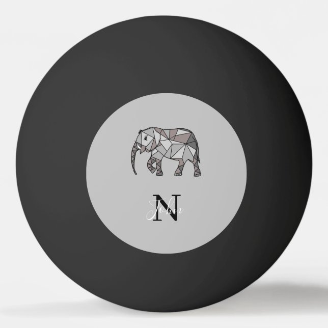 Monogram Niedlich Graphics Elephant Personalisiert Tischtennisball (Rückseite)