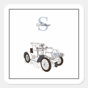 Monogram Niedlich Graphics Personalisiert Black Ca Quadratischer Aufkleber